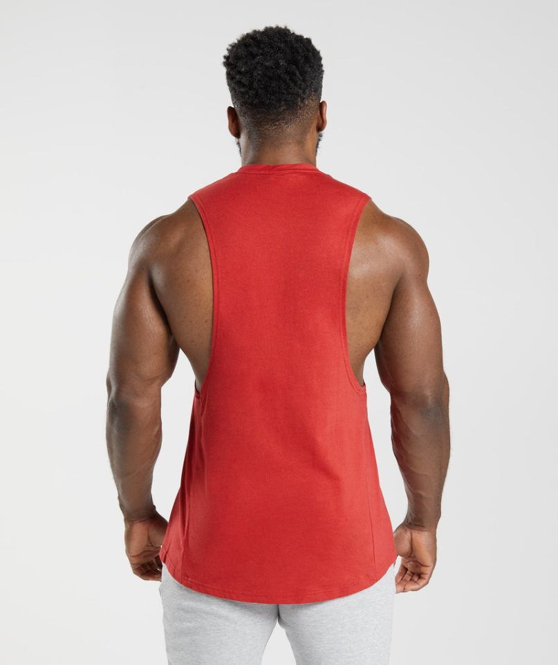 Men's Gymshark React Drop Arm Tanks Red | CA 0DN385